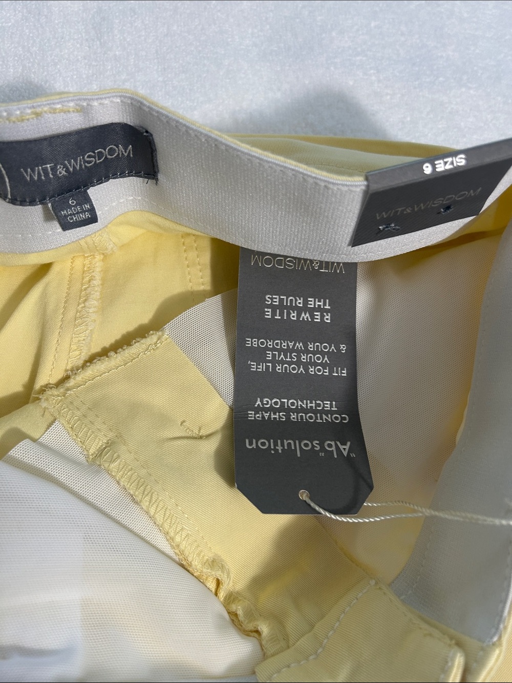Wit & Wisdom 6 Pants Sam High Rise “Ab”solution Ankle Wide Leg Lemon Lush NWT - Picture 6 of 8